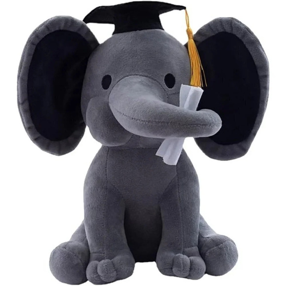 Elephant Plush Animal Doll Toy Wearing Bachelor Hat Graduation  Party - Picture 1 of 9